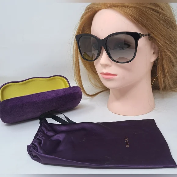 Gucci Sunglasses GG0655SA 001 Black Gold Grey Full Rim Square 56MM 56-17-150 - Picture 1 of 16